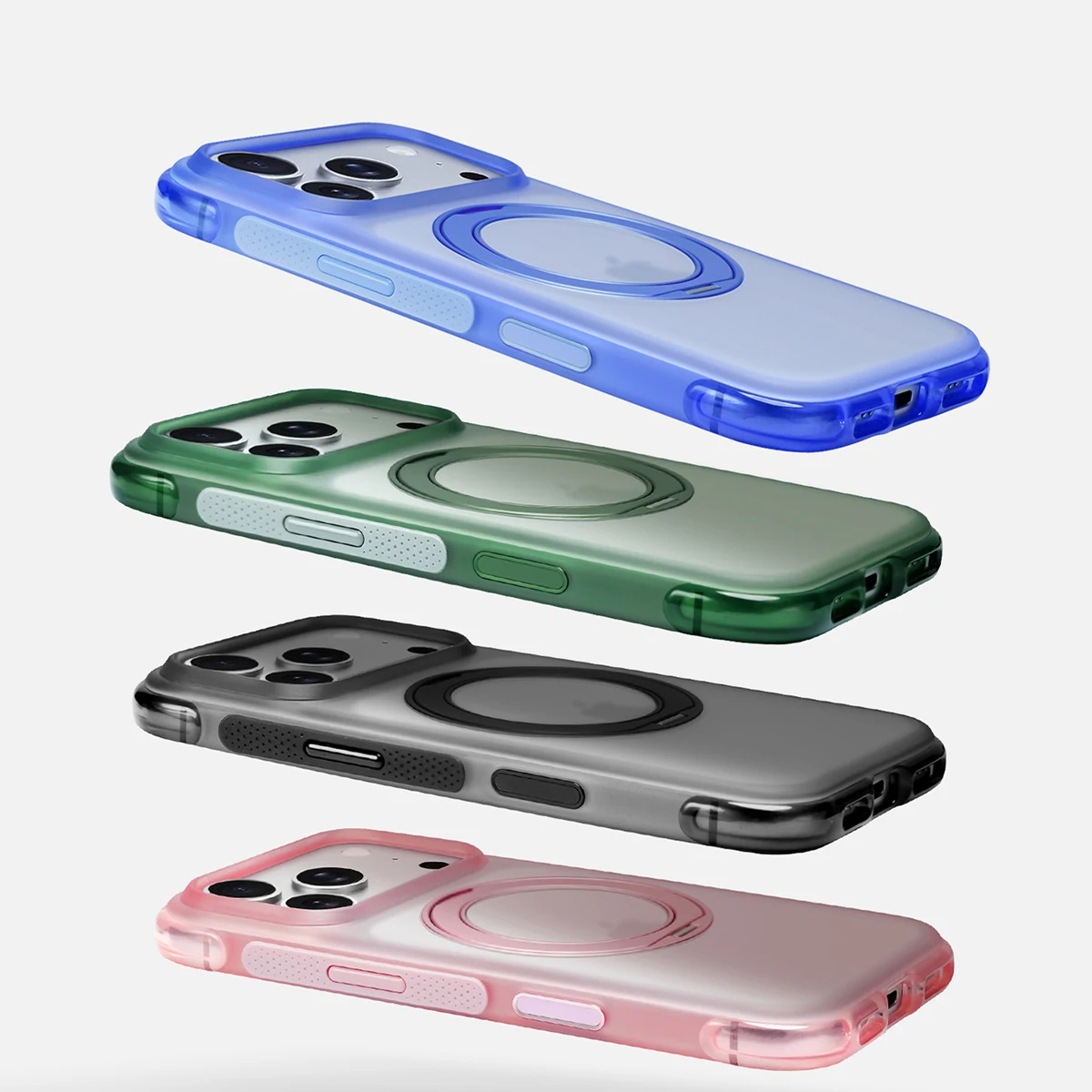 Фото Роскошный противоударный чехол для iPhone 17 Pro Max с магнитным вращающимся креплением и защитой кнопки камеры, совместимый с MagSafe №1