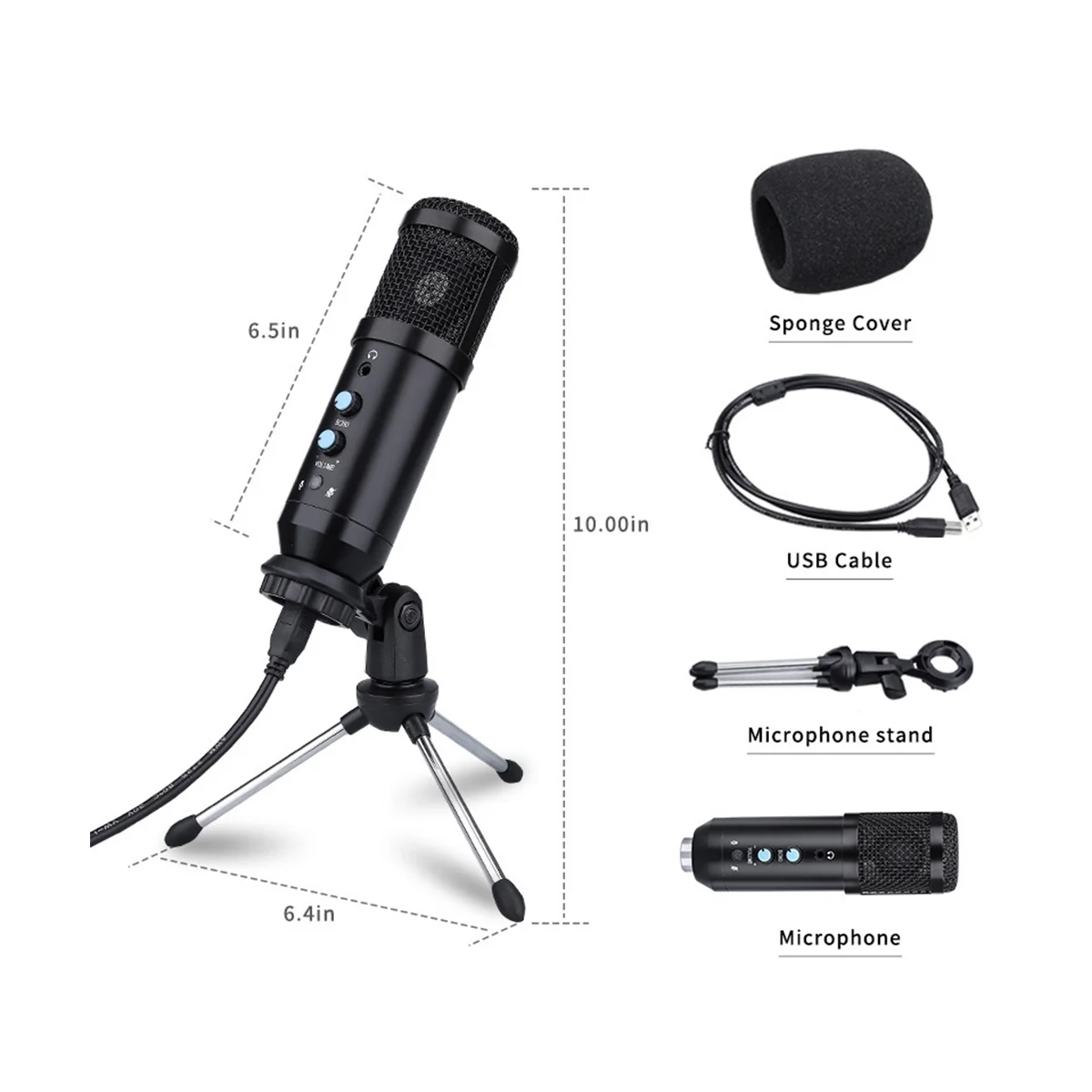 

USB Condenser Microphone Computer Recording Live Equipment Voice Game Karaoke Microphone for Laptop Desktop PC