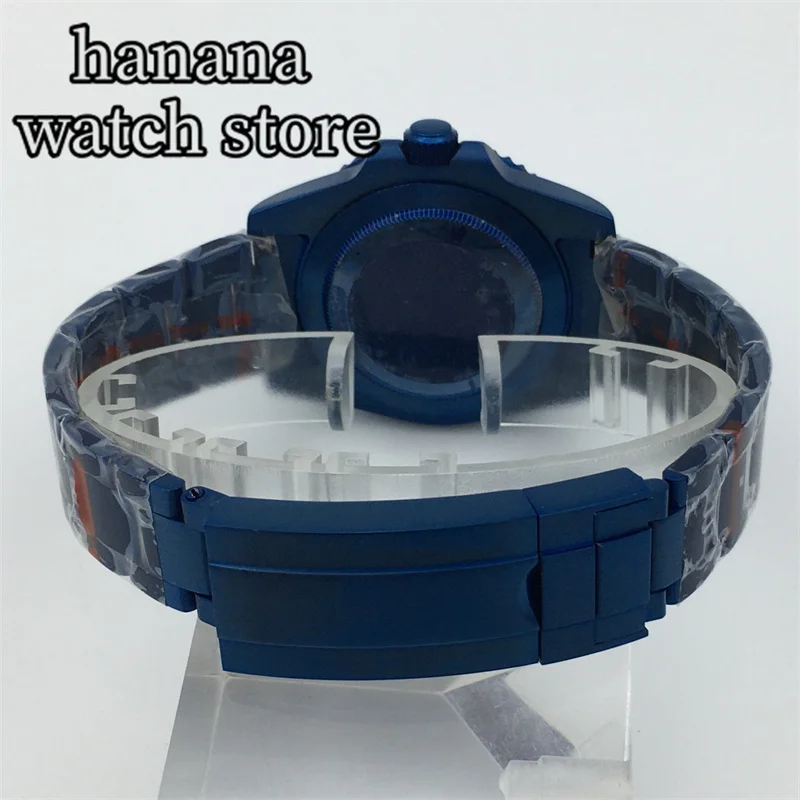 Мужские механические водонепроницаемые часы с синим сапфировым стеклом 40 мм