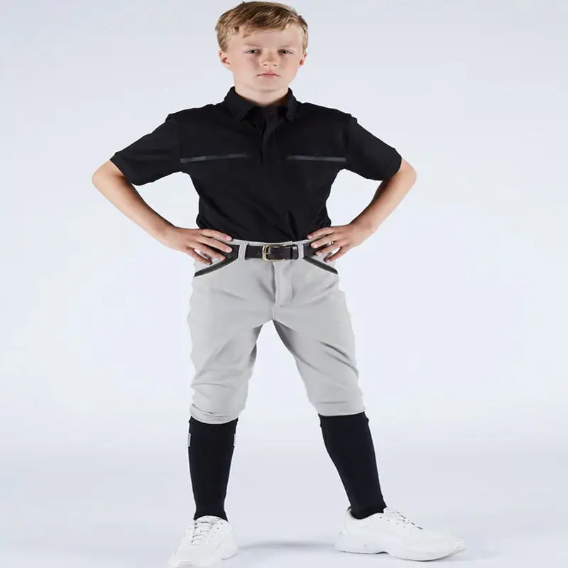New Arrival Black Boys' Equestrian Breeches XS-XL High Quality Kids High Waisted Knee silicone Leggings Horse Riding Pant