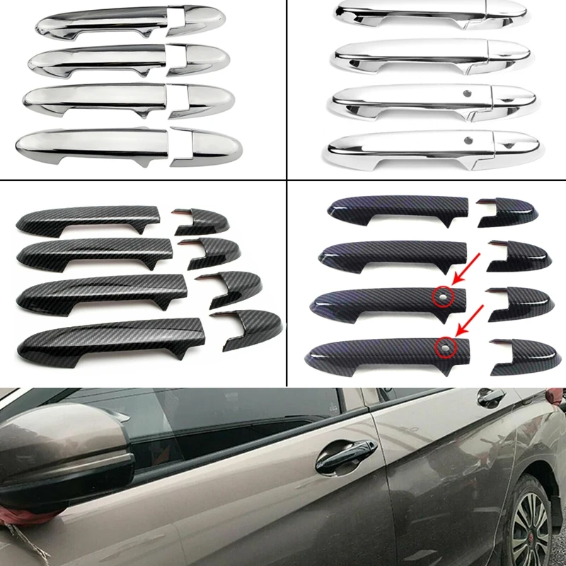 

For Honda Fit Jazz GK5 GP5 2014-2018 Carbon Fiber Car Door Handle Cover Overlays Protection Trim Catch Cap Stickers Car Styling