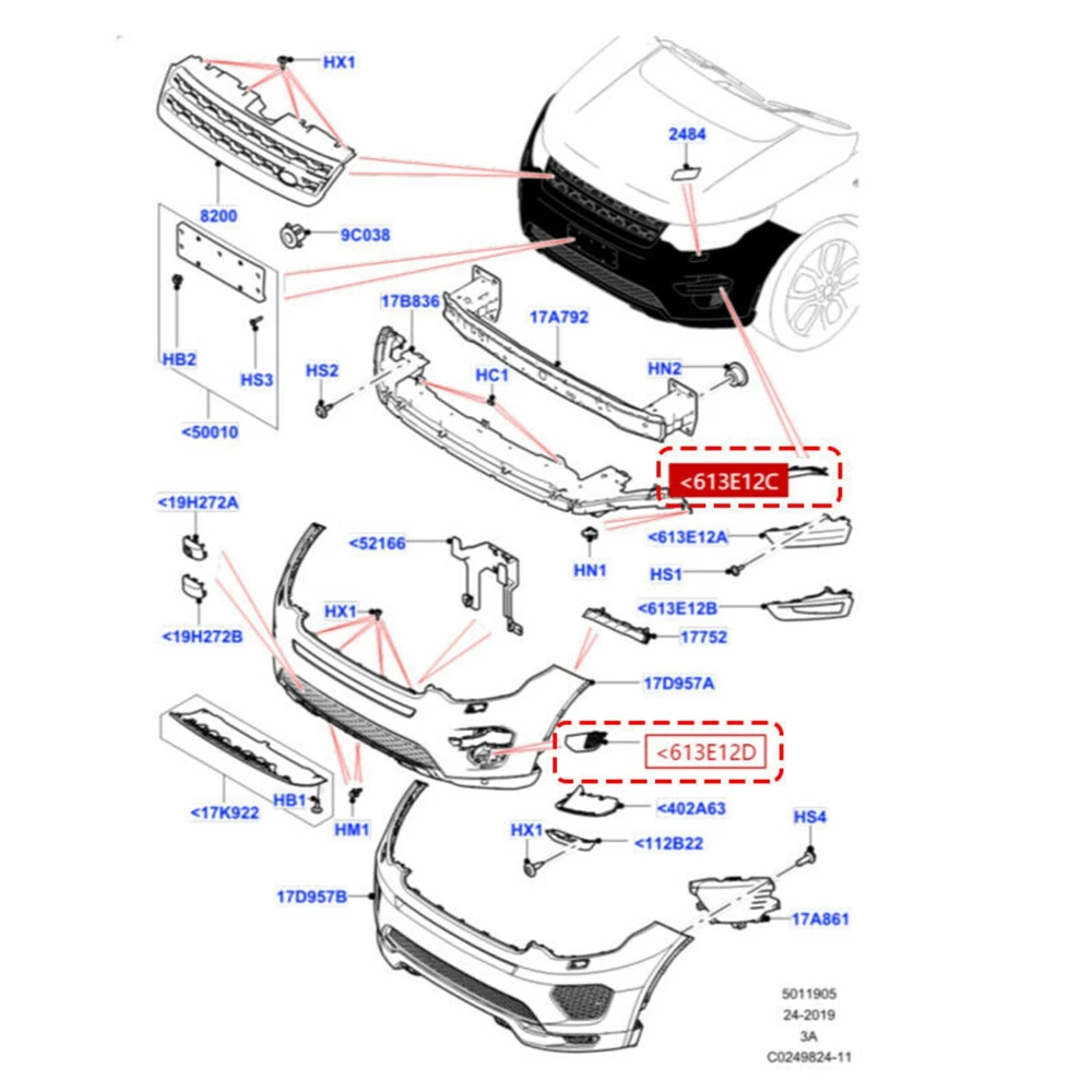Передняя пара противотуманная Рабочая решетка для Land Rover Discovery Sport 2015-2019 LR061230 LR061231