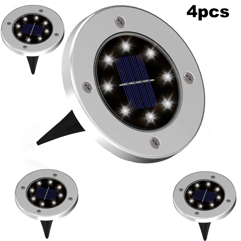 

4pcs 8 led Solar Path Lights Solar Power Buried Light Ground Lamp Outdoor Path Way Garden Decking Underground Lamps smart on a