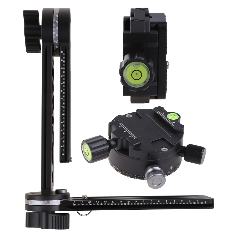 

720° 3-Axis Panoramic Ballhead Kit with Quick Release Plate & Slide Rail Stabilizer Gimbal Tripod Head for DSLR Cameras