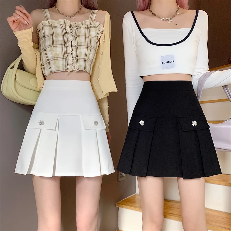 

Make firm offers ~ short pants skirt of tall waist temperament a word female design feeling small show thin pleated bust skirt