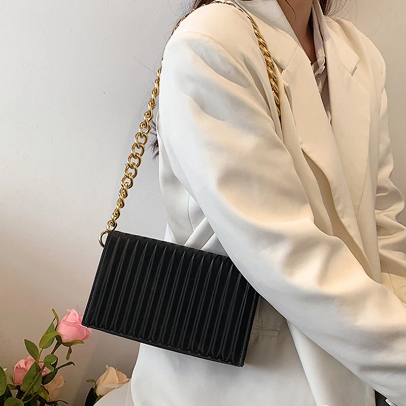 2023 Fashion Plaid Shoulder Bags Thick Chain Underarm Bags for Women Brand Designer Handbags and Purses Ladies Crossbody Bag