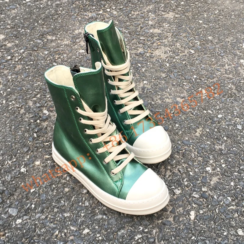 

Men\Women Patent Leather Vulcanized Shoes High Top Sneaker Male Canvas Shoes Genuine Leather Lace up Design Shoes 2022 New