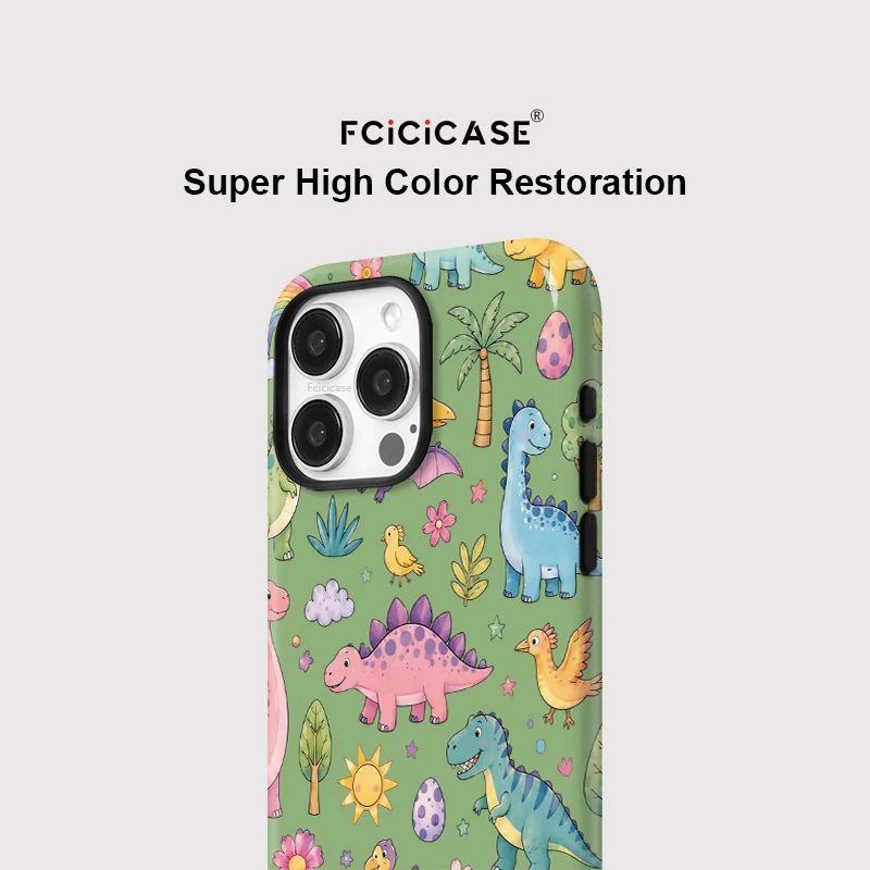 Фото Матовый чехол Fcicicase для iPhone 17 Air 16 Pro Max 15 14 Plus 13 12 с рисунком динозавров и животных, магнитный, для Magsafe №4