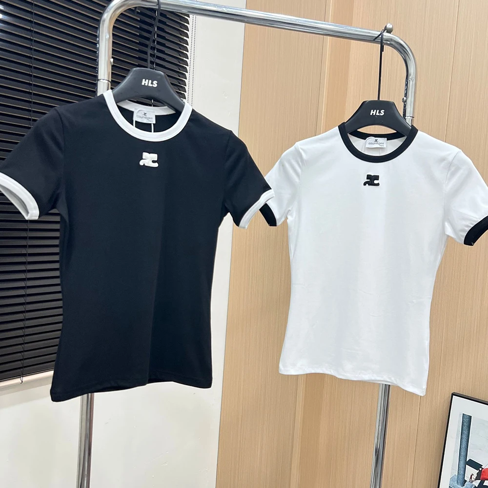 

Fashion trend sexy luxury high-end women summer new black half-sleeve casual Slim cotton bodysuit is shoulder