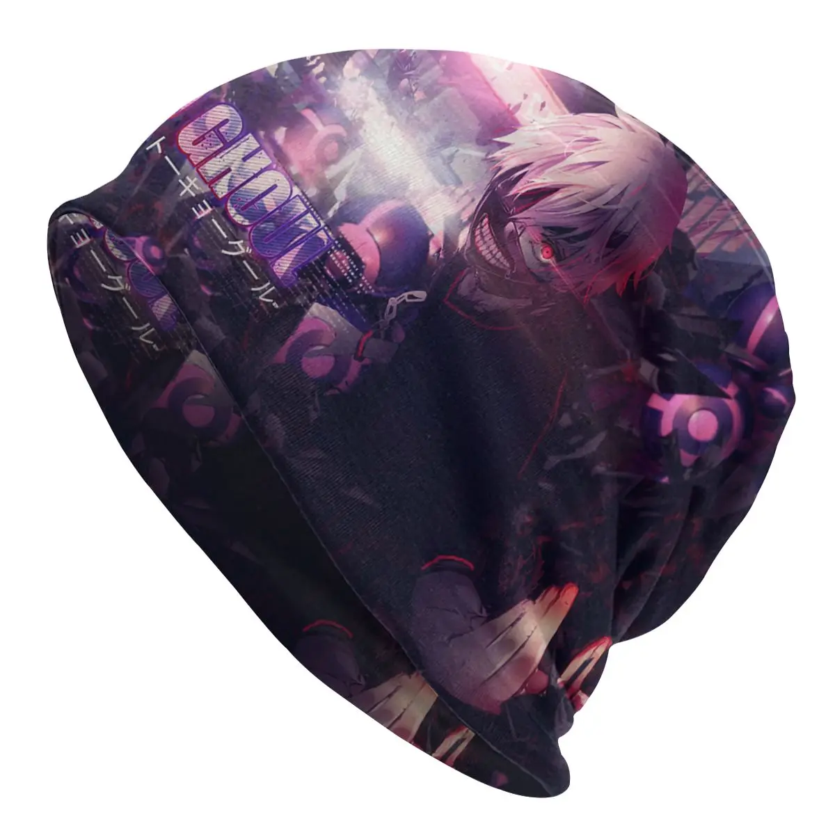 

Japanese Anime Kaneki Ken Tokyo Ghoul Skullies Manga Knit Hat Breathable Hip Hop Casual Printed Bonnet Hat for Men Women Turban