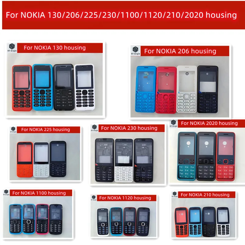 

10PCS For Nokia Asha 130/206/210/225/230/1100/1120/2020 Housing Cover+Battery Back Cover+Enlish Or Russian Keypad
