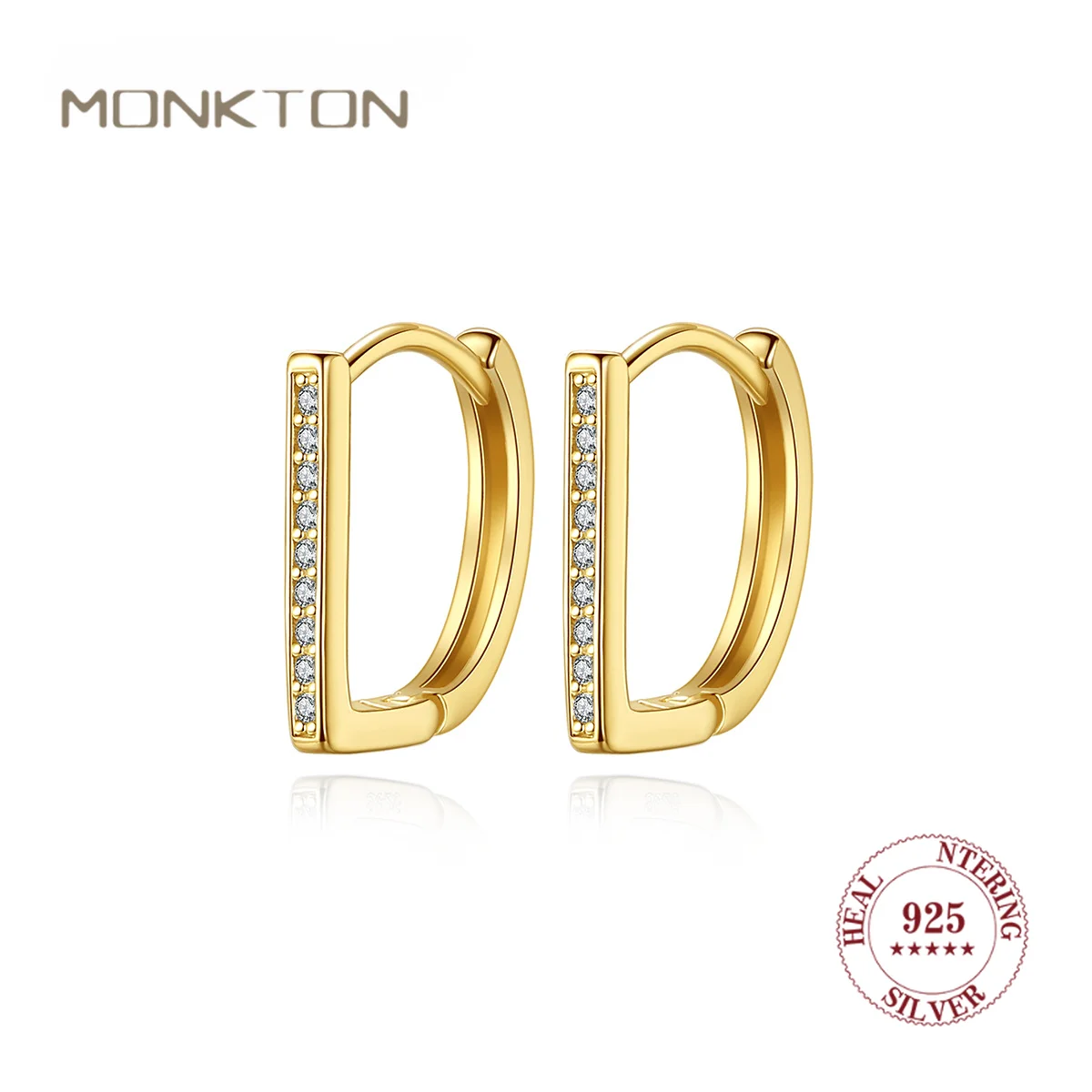 

Monkton Classic Piercing Hoop Earrings for Women 925 Sterling Silver Zircon D Shape Huggie Earring Engagement Jewelry Pendientes