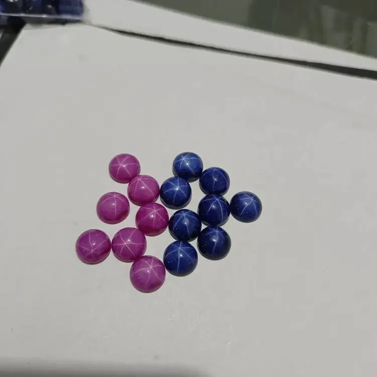 Синий красный звездный сапфировый камень круглый кабошон синтетический
