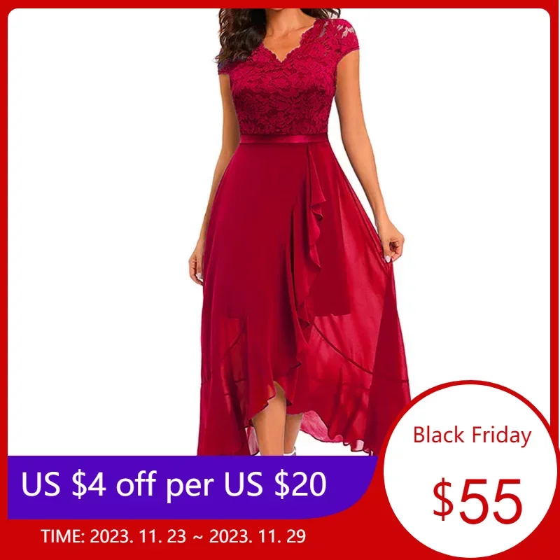 

Bridesmaid Dresses Sexy V Neck Lace Patchwork Mesh Evening Prom Wedding Party High Slit Fashion Vestido Lady Sleeveless Robe