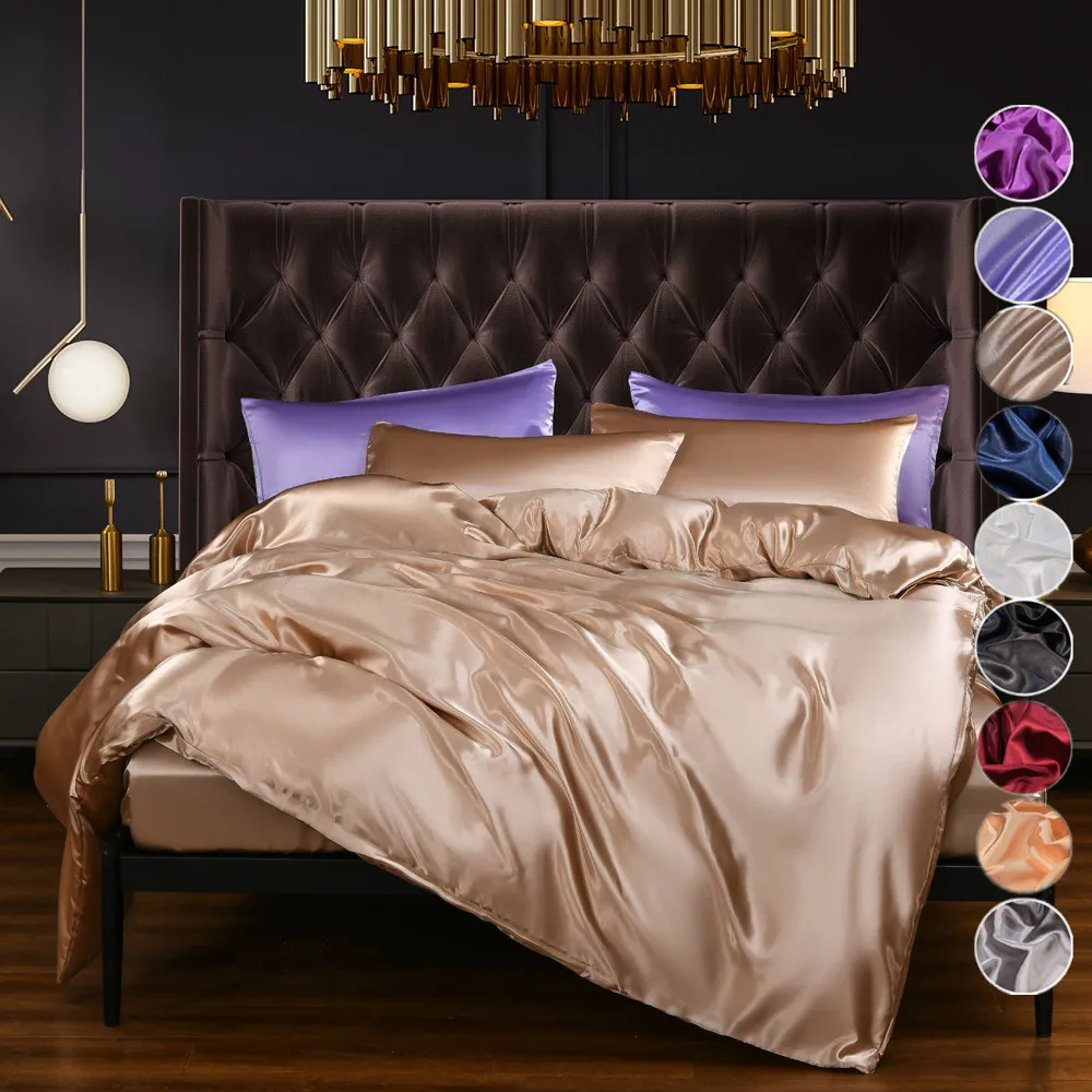 

Bedding Set Luxury Duvet Cover Set Silky Satin Bedding Bedroom Comforter Cover Sets Full Twin Queen King Size Bed Set 230x260cm