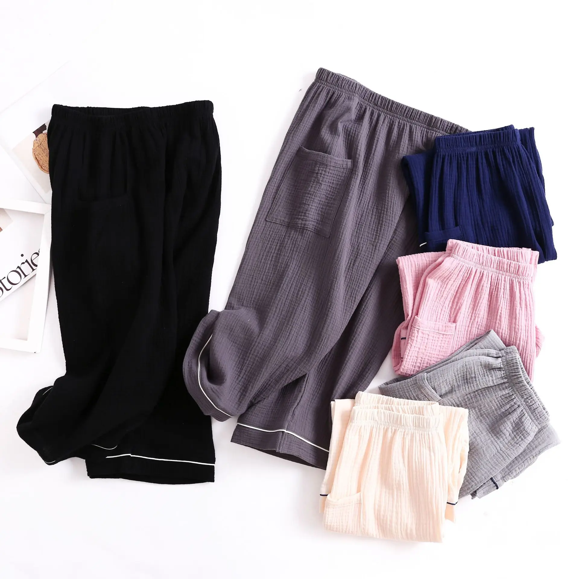 

Новинка весна-лето, женские хлопковые свободные штаны, женские штаны для сна, пижамные штаны, укороченные штаны с широкими штанинами, домашн...