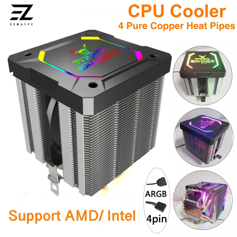 

PC Cooling CPU Cooler Fan RGB Light Silent Radiator Heatsink Cooling Fan for Intel LGA AMD 1150 Quiet Ventilador PC Case Fans