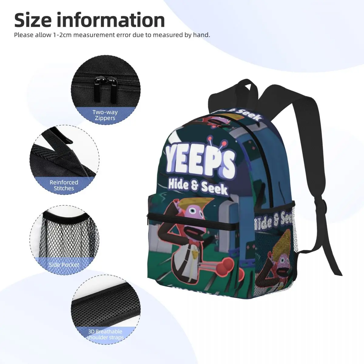 Фото Yeeps Hide And Seek Студенческий рюкзак Школьная сумка Походный дорожный рюкзак для мальчиков и девочек Модная сумка для книг Сумки на плечо №3