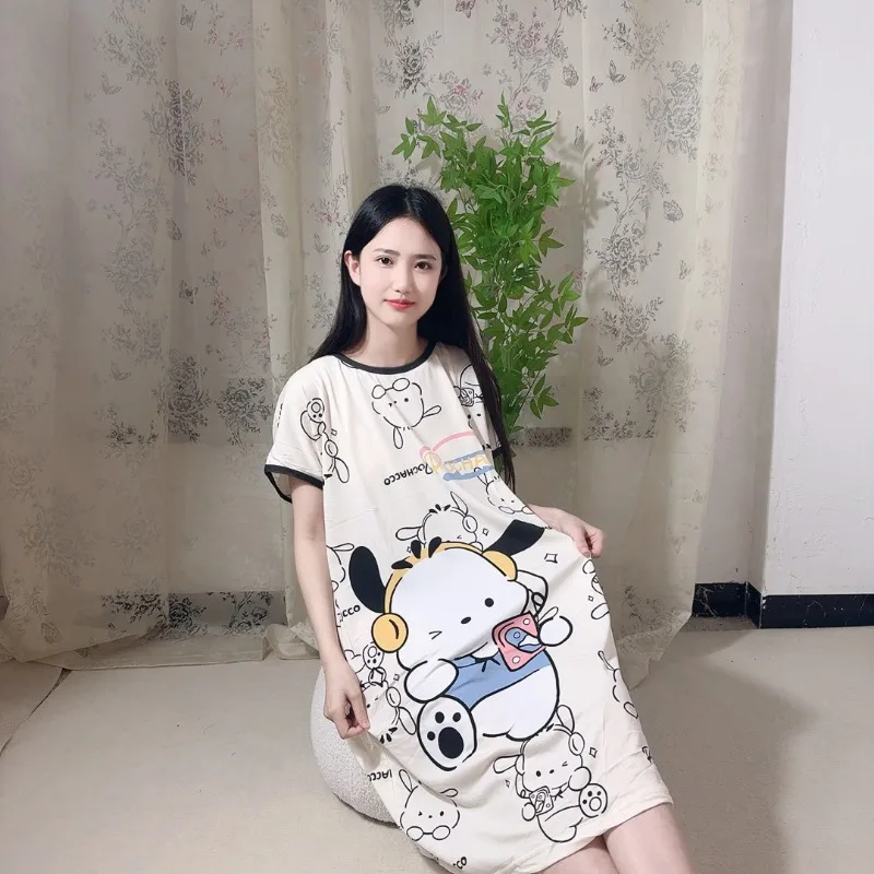 Милая и милая ночная рубашка Sanrio с рисунком собаки свободная принтом Pacha летний
