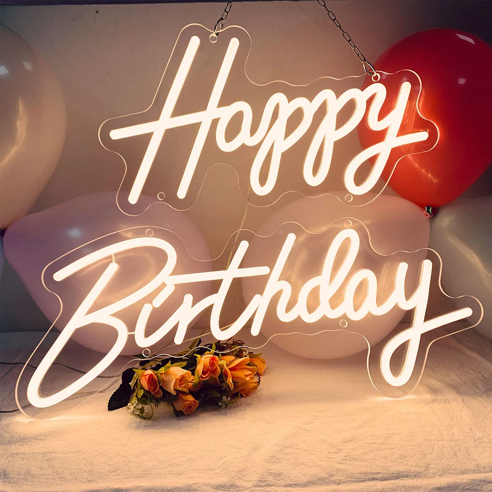 

Новинка, неоновая вывеска на день рождения, Настенный декор, прозрачные акриловые буквы, неоновая вывеска, свадебное украшение