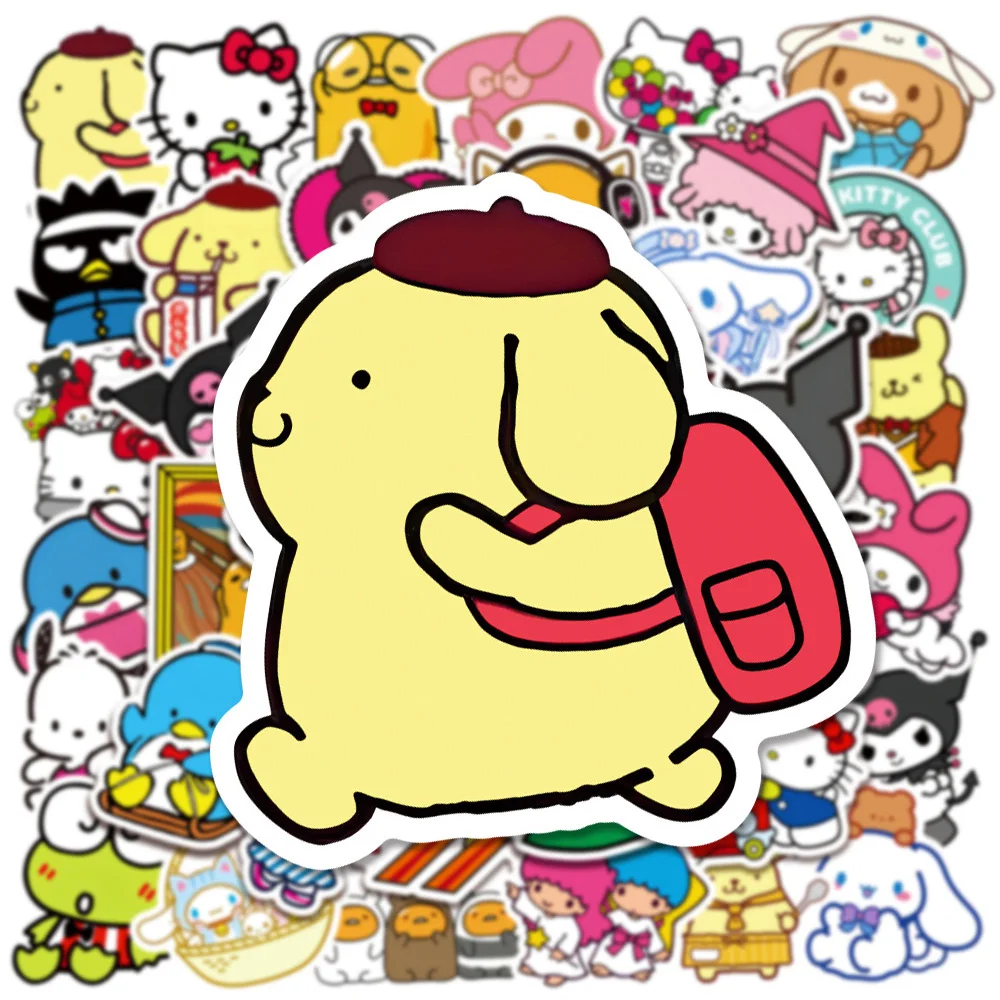 Забавные смешанные граффити Sanrio наклейки с мультяшным рисунком Hello Kitty Cinnamoroll Kuromi