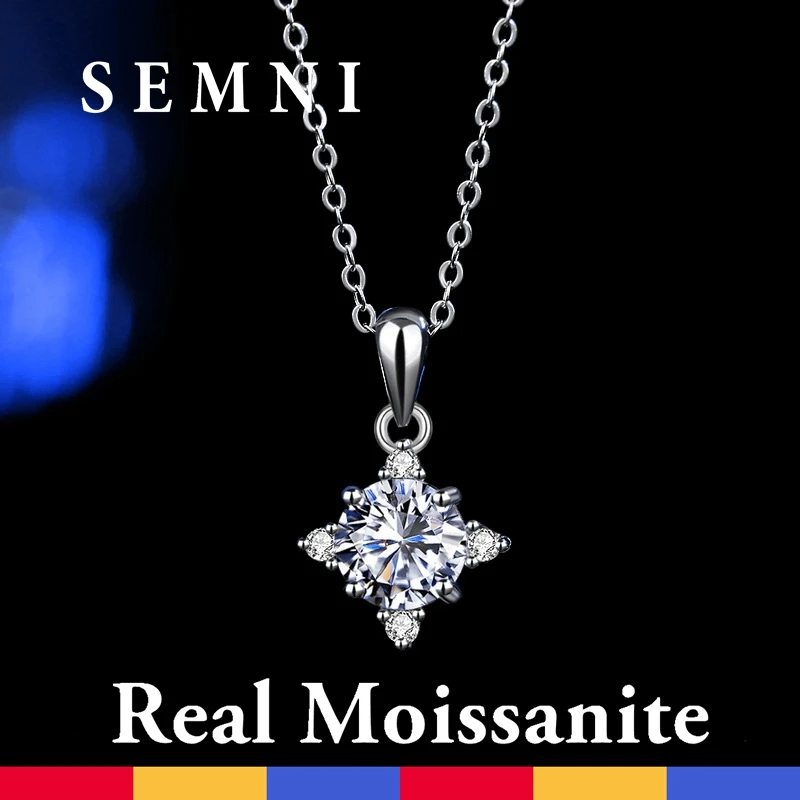 

Ожерелье SEMNI GRA женское из серебра 6,5 пробы с фигурным муассанитом 925 карат и круглой огранкой
