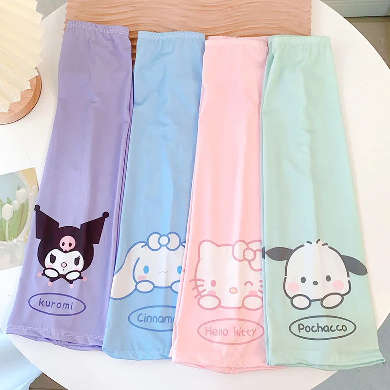 

Sanrio Hello Kitty Cinnamoroll Kuromi Summer Ice Silk Sleeves New Cartoon Outdoor Ultraviolet-proof Thin Section Increase Easing