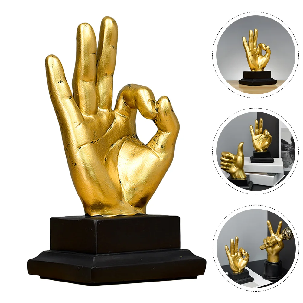 

Desktop Ornaments Cabinet Decoration Resin Craft Gesture Finger Home Decorative Model Gestures Retro Office Design Gold