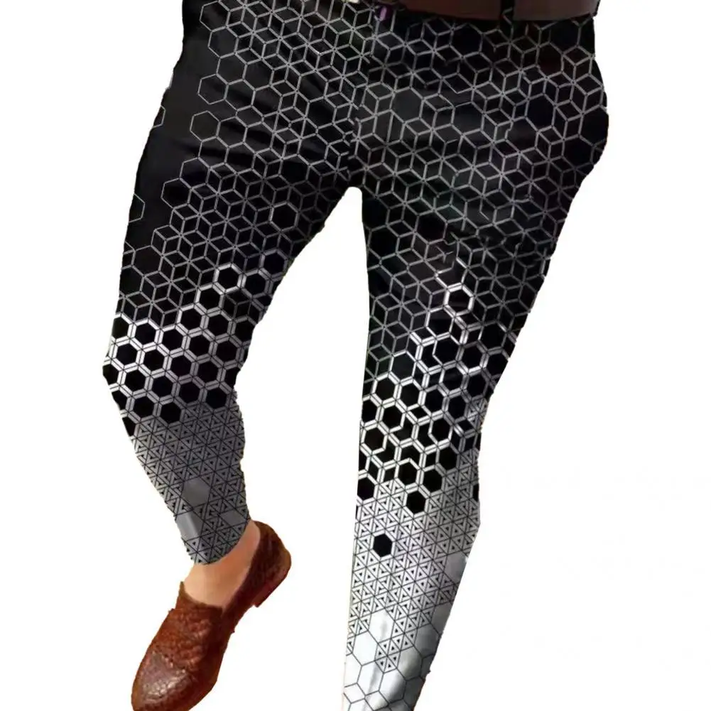 

Pencil Pant Streetwear for Spring Pants Full Length Slim Pencil Geometric Print Slim-fitting Mid-rise Summer Autumn Winter