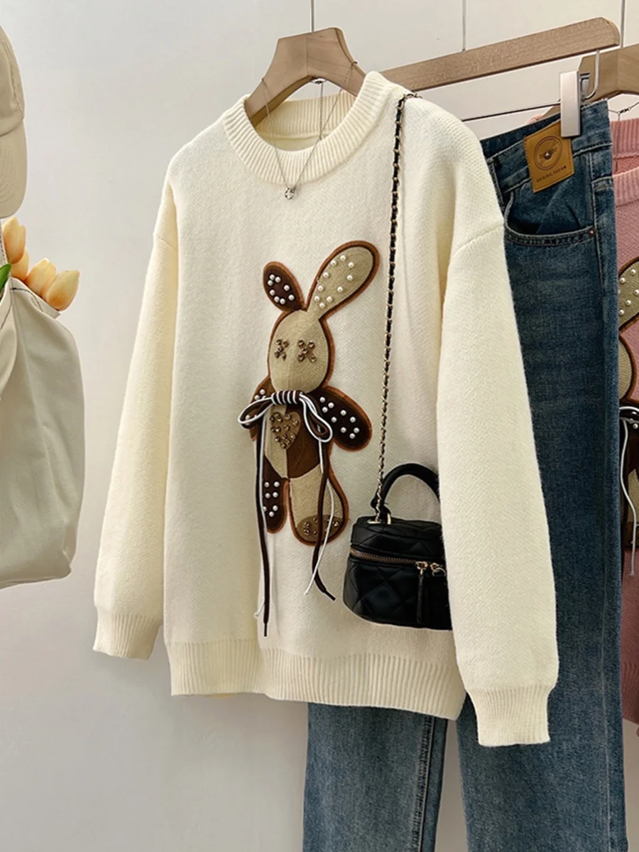 Свитер женский новинка 2023 осенне-зимний с бусинами в стиле вестерн уменьшение