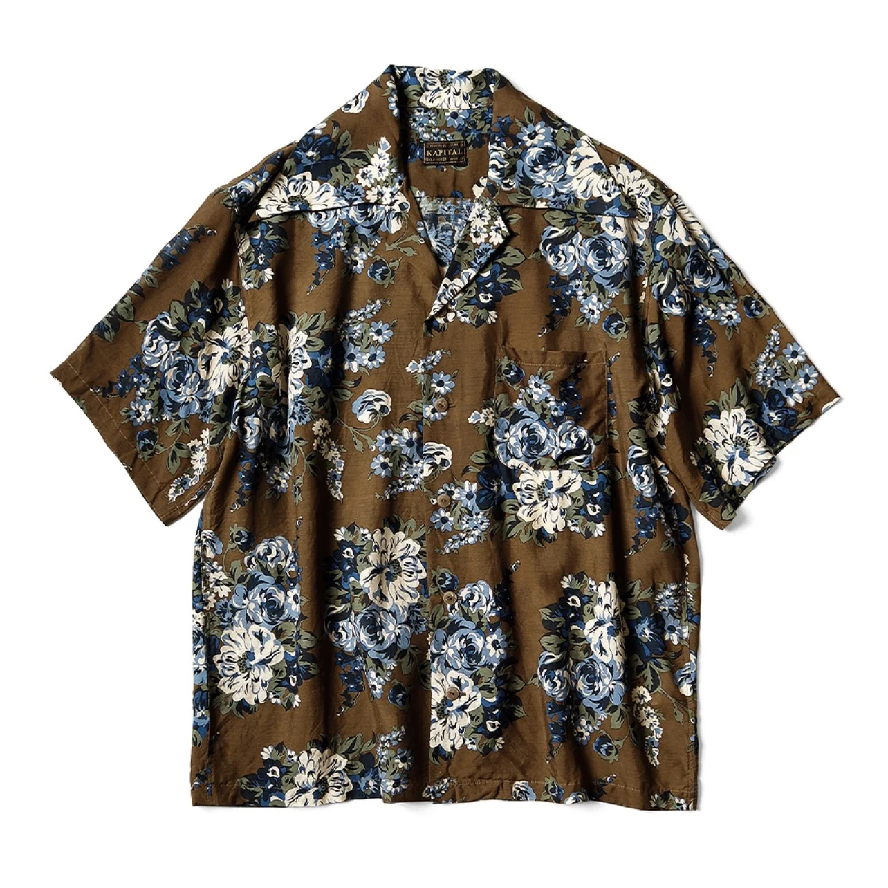 24SS Japanese Fashion KAPITAL Casual Hawaiian Shirt Holy Mother Flowers Print Vintage Clothes Tops Streetwear Men's Clothing