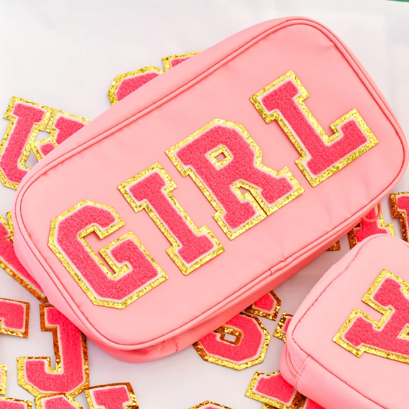 

1pc Iron on Chenille Patch Hotpink Letter Patch Large size 3inch Embroidered Clothings Patches Supplier