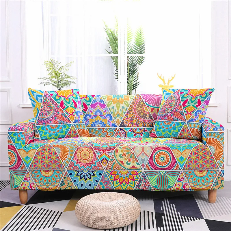 

Vintage Floral Print Sofa Cover Spandex Stretch All-inclusive Cushion Cover Lounge Corner Sofa Covers for Living Room Cover