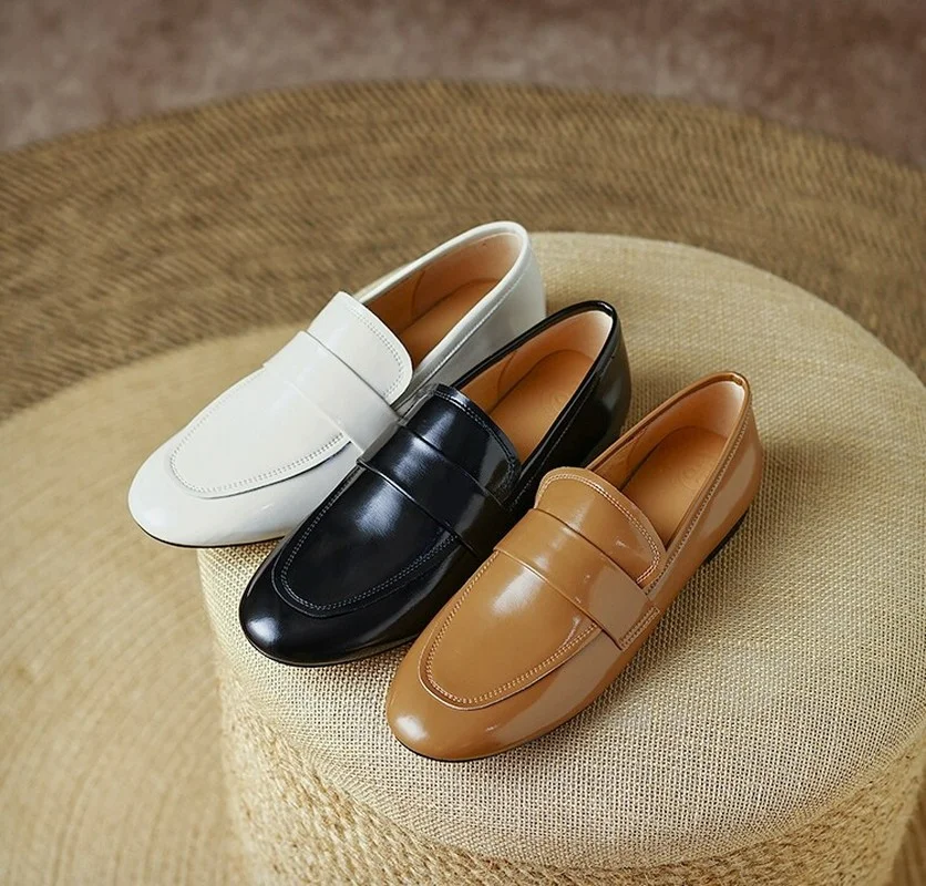 

LeShion Of Chanmeb Handmade Natural Sheepskin Loafers for Women Round Toe Slip-ons Lazy Shoes Ladies Flats Moccasin High Quality