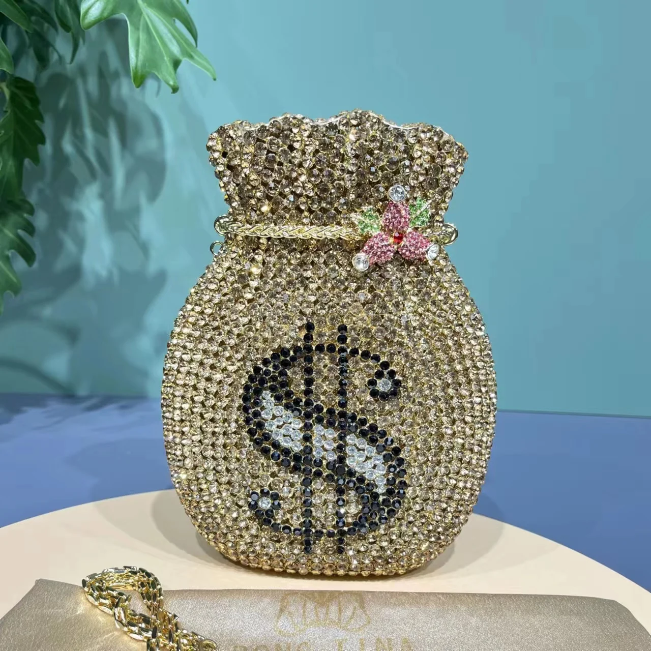 

New Light Luxury Dollar Money Bag Handmade Diamond Inlaid Women's Chain Carrying Bag