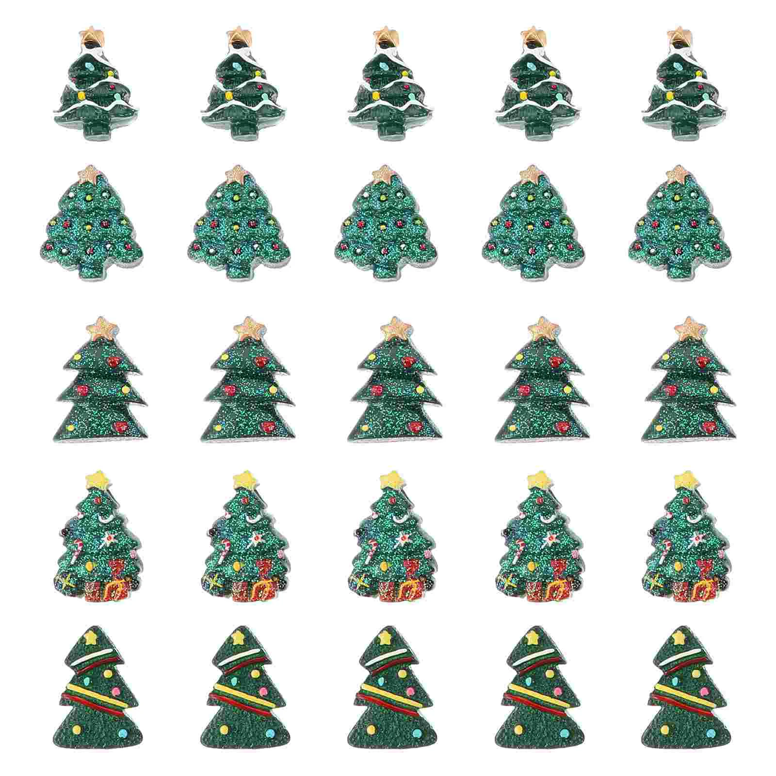 

25 Pcs Resin Christmas Tree Charms DIY Accessories Environmental Ornaments Xmas
