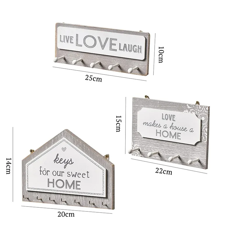 Wall Hanging Wooden Key Rack Wall Finisher Rectangular House Shape Clothes Hanger Coat Jewelry Home Decoration Kitchen Bracket