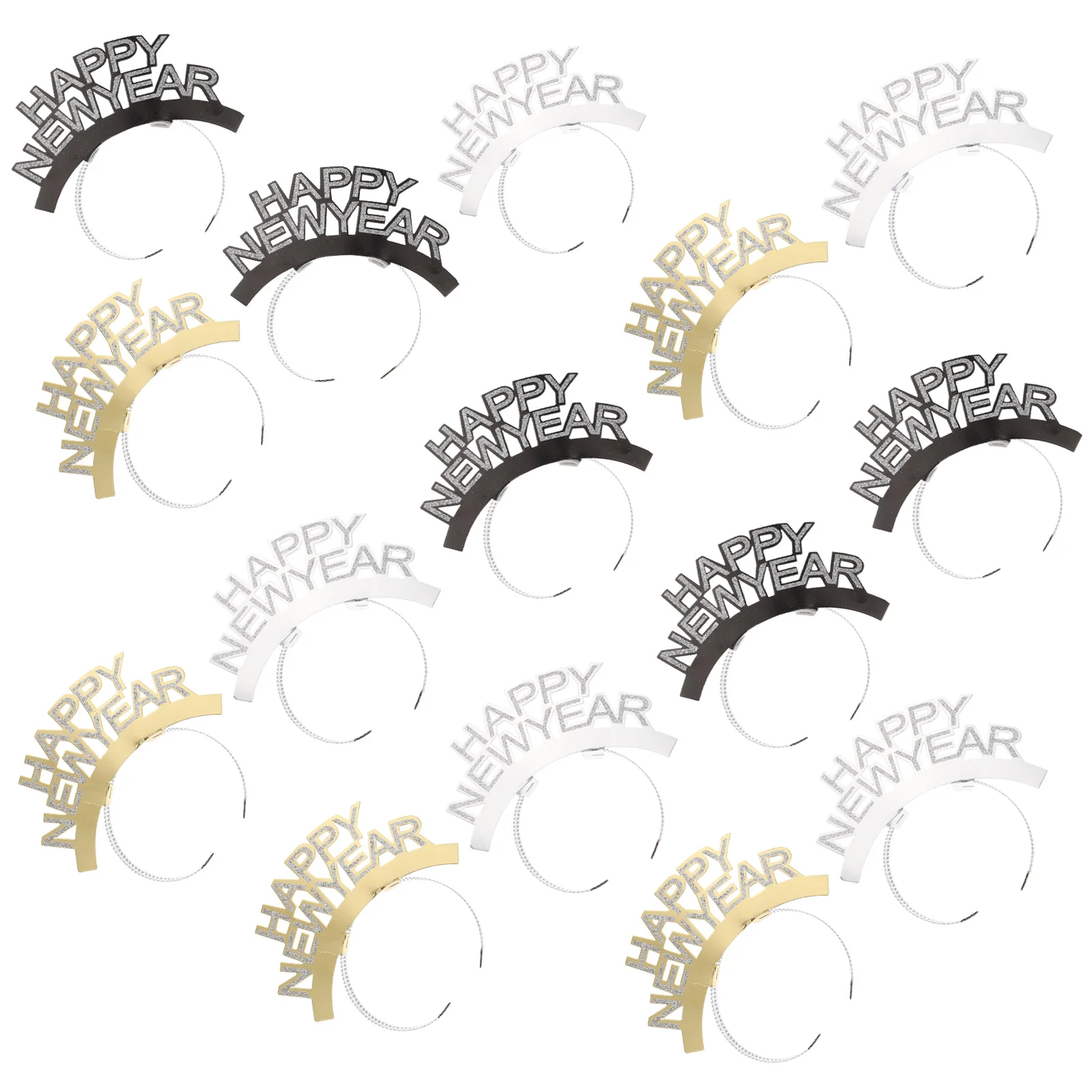 

15Pcs New Year's Eve Party Hair Band Shiny Letter Pattern Festival Hair Decor