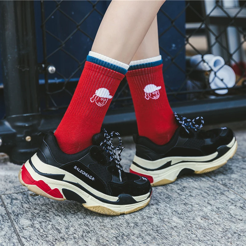 Носки хлопковые дышащие средней длины в стиле ретро 1 пара |