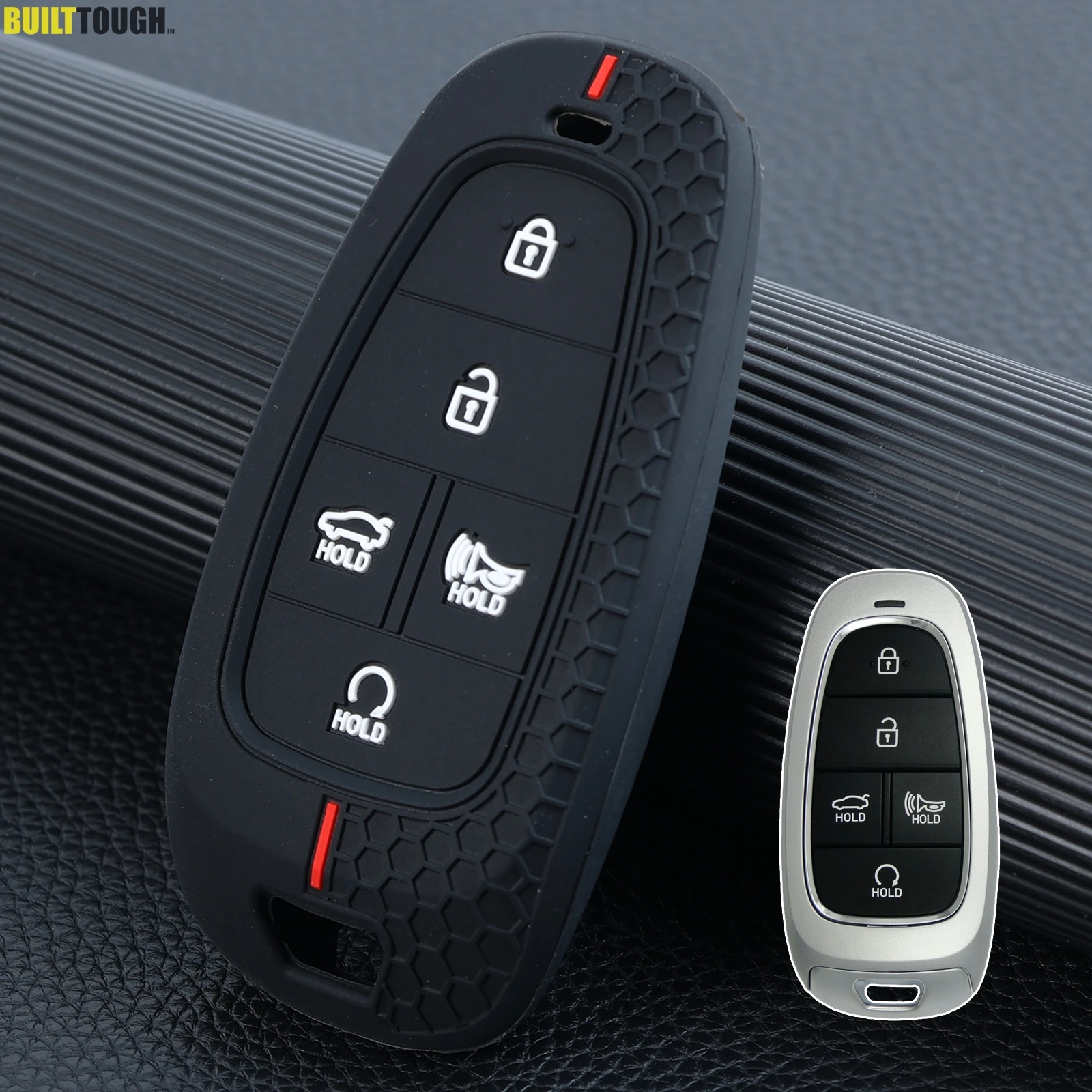 

Для Hyundai Santa Fe Tucson Sonata Cruz 2023 2024, силиконовый автомобильный брелок с дистанционным управлением, кольцо-держатель, чехол, 5 кнопок