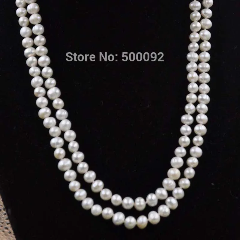 

45" long natural white real freshwater pearl necklace endless