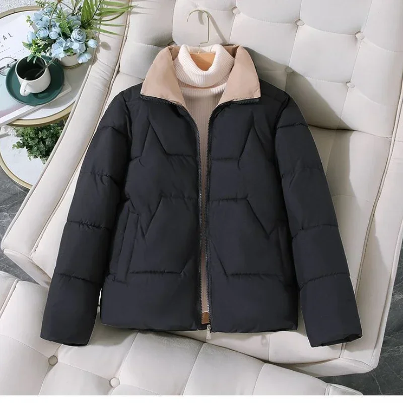 

2023 Autumn/Winter New Women's Cotton Coat Korean Edition Short Standing Collar Cotton Coat Thickened Warm Cotton Coat