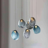 nodic colorful glass pendant light dining room living room decoration double stairwell hanging lamp design restaurant lobby lamp