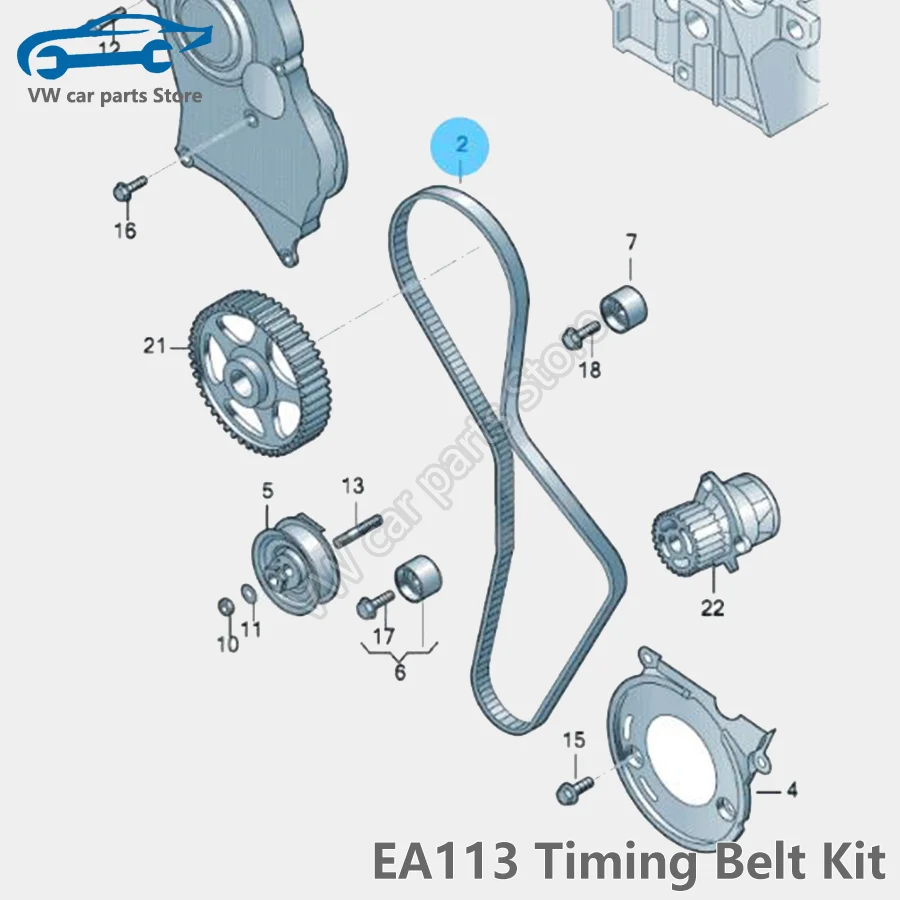 06D109119B 148-tooth EA113 2,0 T зубчатый натяжитель ремня двигателя комплект синхронизации для Audi A4 A6 VW Jetta Golf GTI MK5 Eos 06D 109 243 B (art.: 3920bfbdce08c) - 3920bfbdce08c