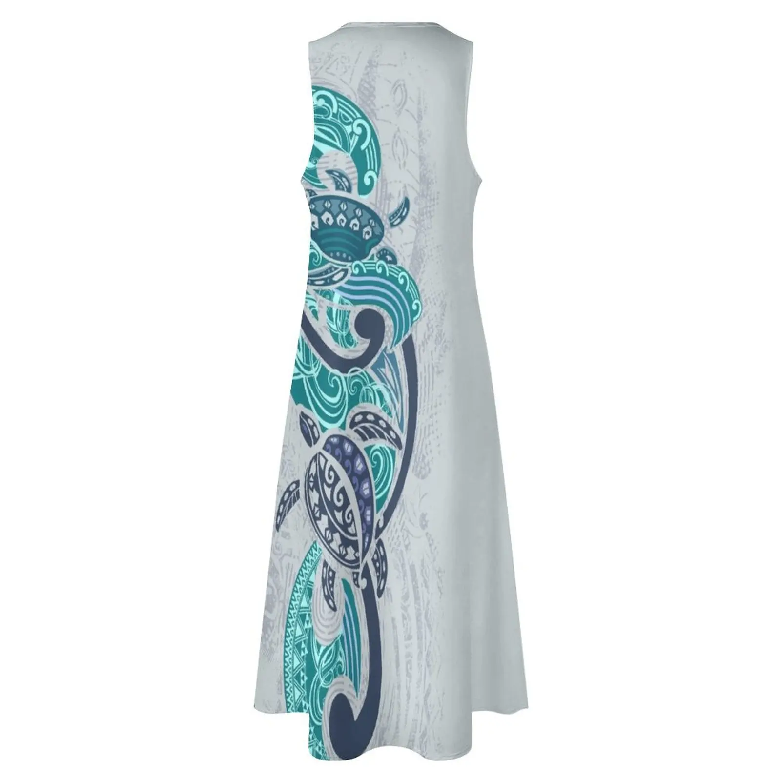 Гавайское синее длинное платье-рубашка Honu's Ocean Waves летнее платье женское 2021