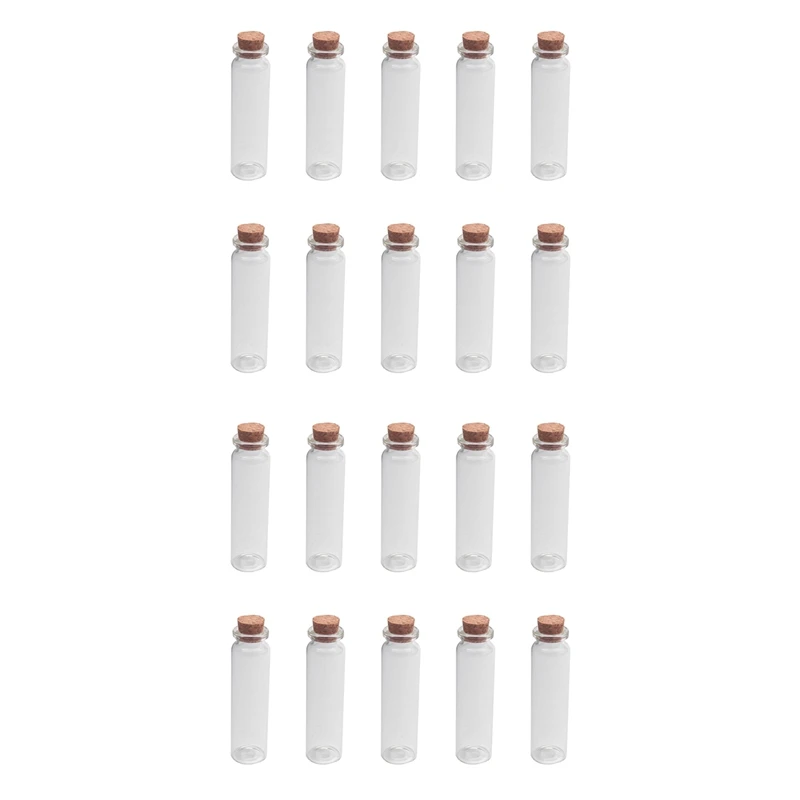 

20 Pcs 20Ml Mini Clear Wishing Bottle Message Glass Vial With Cork Home Decor