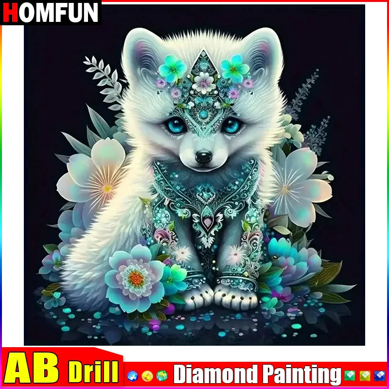 Алмазная вышивка HOMFUN AB животные собака лиса цветок узор сделай сам 5D алмазная