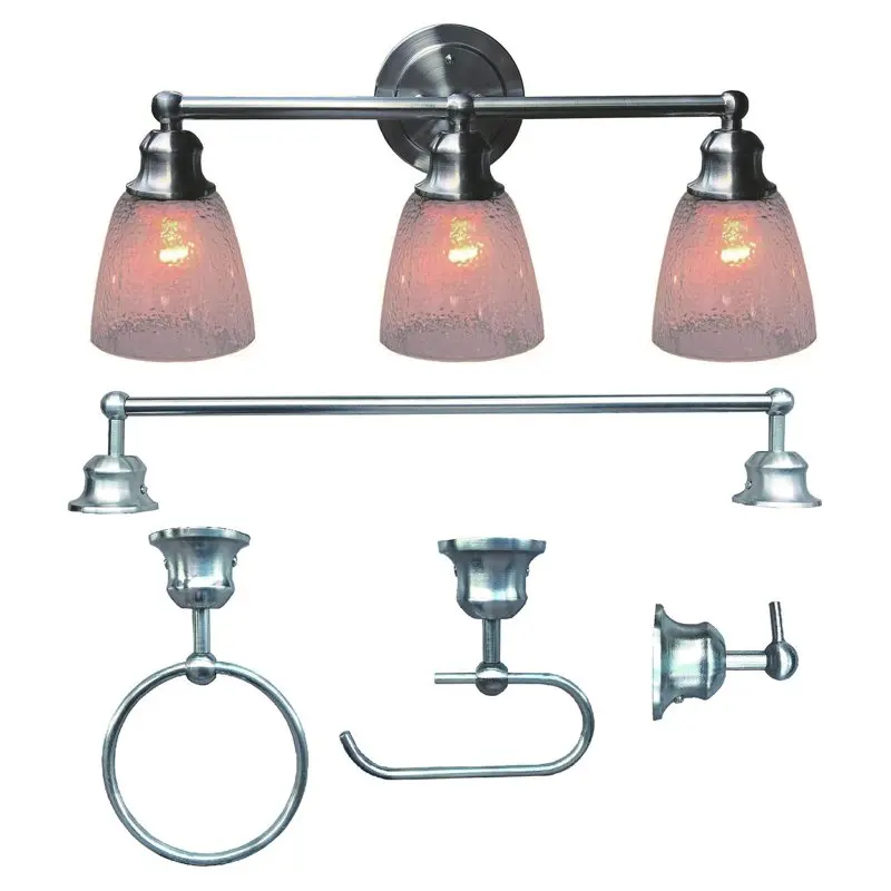 

x 6"D x 9.375"H Brushed Nickel 3-Light Vanity Light with 4-Piece Bathroom Sets