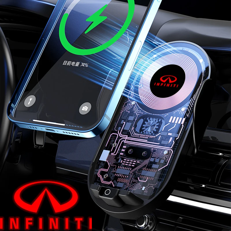 

For Infiniti ESQ EX25 EX35 EX37 FX35 FX37 JX35 G25 G35 G37 M25 Styling Car phone stand wireless charger transparent outlet smart