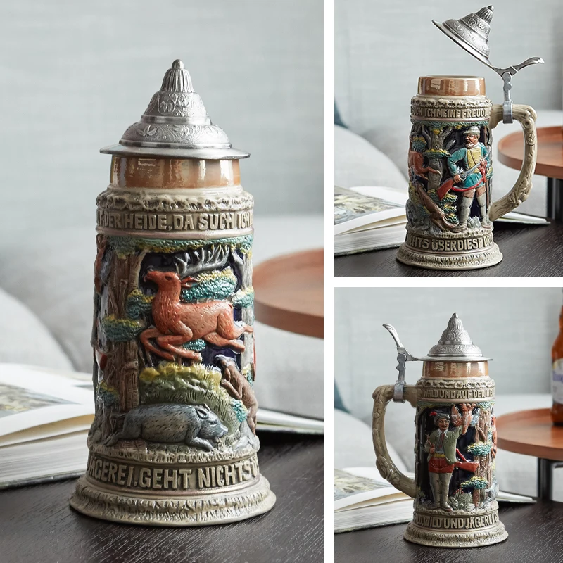 

Пивные кружки большой емкости в стиле ретро, керамическая кружка ручной работы с крышкой Petwer, кружка для Октоберфеста, кружка для танкера, подарок на день рождения, День святого Валентина